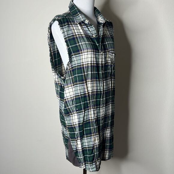 Free People Green Plaid Flannel Sleeveless Dress - Picture 3 of 6